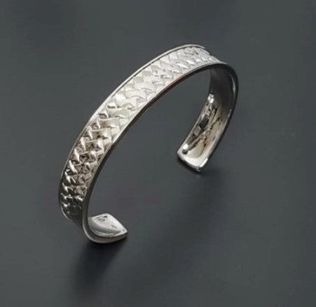 Sterling Silver Woven Pattern Cuff Bangle