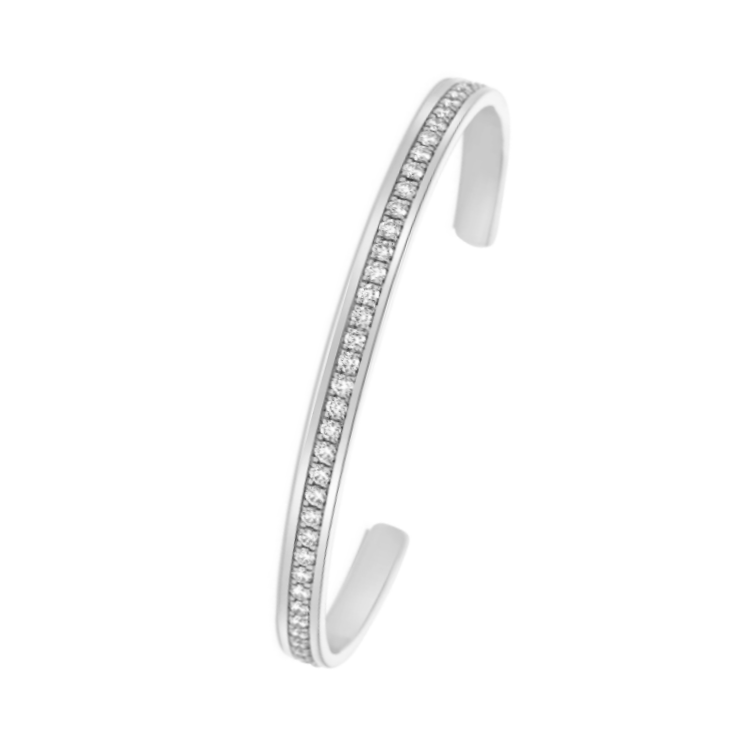 Sterling Silver White Sapphires Cuff Bangle