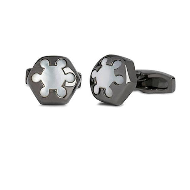 Simon Carter Radial Mother Of Pearl And Gunmetal Cufflink - Theodore Designs