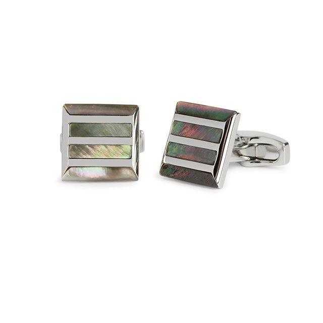 Simon Carter Stone Grille Grey Mother Of Pearl And Polished Cufflinks - Theodore Designs